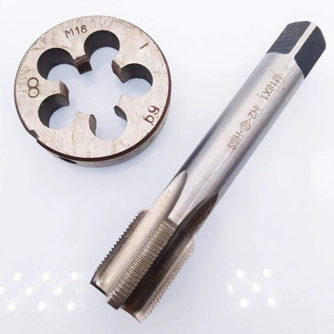 M18 X 1mm Tap And Die Set For Metric Right Hand Threads, Tap And Die Pair In High Speed Steel, 95mm Tap Length, 45mm Die OD, M18 X 1.0mm Thread, Built Tough For DIY And Pro Machinists