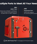 Back view of a 5W Smart Laser Engraver With Built-In 2.0 AlgoOS System showing multiple ports including USB-C and expansion port.