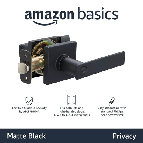 Contemporary Stamford Privacy Door Lever Matte Black No Brainer Install Fully Reversible For Left Or Right Handed Doors 6 Way Adjustable Backset