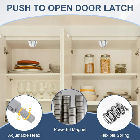 Magnetic Push Latches 4 Pack Double Push To Open Hidden Cabinet Touch Latches Installed in Kitchen Cabinet
