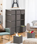 12 Cube Storage Organizer Set With Fabric Cubes And Steel Frame Dope Build Sturdy DIY Cube Shelves for playroom, neutral gray