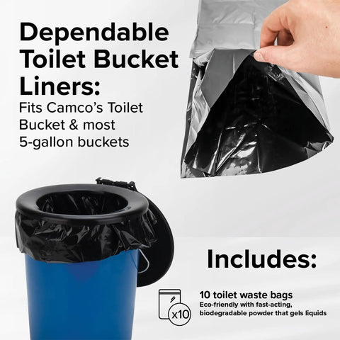 Biodegradable Powder Toilet Waste Bags With Leak Proof Double Bag Design For No Mess Camping RVing Hiking And Boating Ten Pack