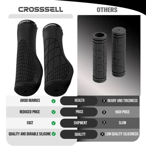 Comparison of ergonomic MTB grips with wrist support for mountain bikes, e-bikes, anti-slip, shock absorbing, 22.2mm bars, black.