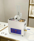 Heavy Duty 6.5L Ultrasonic Cleaner With Quick Heat And Bright Digital Screen, Rugged Stainless Vat For Jewelry And Shop Tools in use.