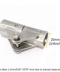 316 Marine Grade Stainless Steel Folding Swivel Connector Fitting for 3/4 Inch Boat Hand Rail Tube, side view shown with measurement