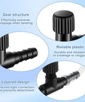 Close-up of 20 Pack T Shaped Aquarium Air Valves For 3 By 16 Inch ID Airline Tubing Black Single Way Control Valve features and design