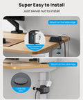 Desk Clamp Power Strip Surge Protector With Five AC Outlets And Three USB Ports, shown installed on a table edge and leg.