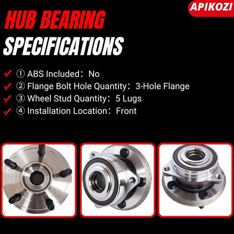 Front Wheel Bearing Assembly 513324 for 2011-2021 Grand Cherokee and 2011-2023 Durango With 5 Lug Bolt Pattern
