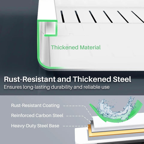 Heavy Duty Pull Out Cabinet Organizer Expands To Fit Twelve Through Twenty Inches showing rust-resistant thickened steel material.