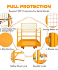 Heavy Duty Forklift Safety Cage With 1400 Lbs Capacity Rock Solid Steel Aerial Lift Basket with strong mesh, non-slip surface, and safety locks.