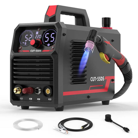 55 Amp Non Touch Pilot Arc Plasma Cutter With Dual Voltage 110 To 220V IGBT Inverter Large Digital Display ETL Approved