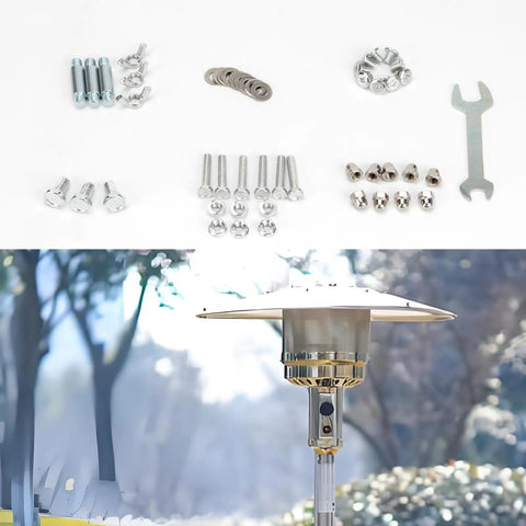Patio Heater Replacement Hardware Kit With Stainless Steel Bolt And Nut Set For Propane Outdoor Heaters, Reflector Shield