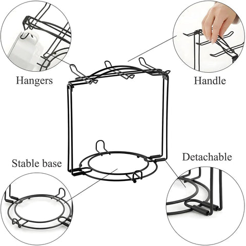 Tea Cup Holder For Countertop And Display Stand Foldable Metal Rack For Saucers And Espresso Cups Cool Home Bar Decor Organizer Rustproof Iron Coffee Cup Rack With Smooth Welded Finish features stable base and hangers.