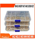 Copper Insert Nut And Bolt Set For M2.5 M3 M4 With Knurled Threads, 260-Piece All-in-One Handy Maintenance Kit, Everyday General Hardware For Quick Fixes, Solid Copper Build For Stable Fit, brass insert nut and screw set in organizer