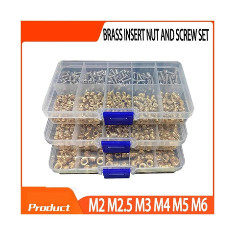 Copper Insert Nut And Bolt Set For M2.5 M3 M4 With Knurled Threads, 260-Piece All-in-One Handy Maintenance Kit, Everyday General Hardware For Quick Fixes, Solid Copper Build For Stable Fit, brass insert nut and screw set in organizer