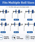 Kickass Heavy Duty Wall Mount Bubble Wrap Roll Dispenser with various sizes labeled from 30 cm to 100 cm for flexibility.