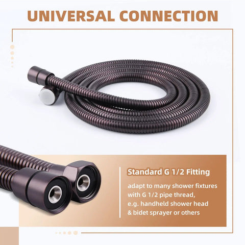 Oil Rubbed Bronze 79 Inch Stainless Steel Handheld Shower Hose Replacement With G One Half Thread flexible and coiled