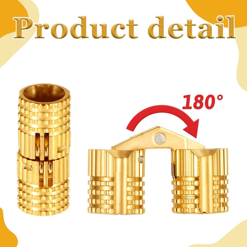 Set Of 6 8 Mm Hidden Brass Hinges For Cabinets And Jewelry Boxes With 180 Degree Opening Invisible Mount Gold Finish DIY Hardware