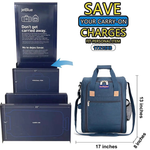 Under Seat Personal Item Duffle Bag 17x13x8 Inches That Fits Spirit Frontier American Airlines JetBlue And More Navy Design