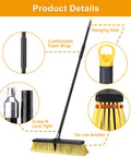18 Inch Push Broom With 63 Inch Four Section Handle For Outdoor Cleaning Heavy Duty Broom With 45 Degree Angle Ergonomic Grip
