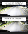 Low and high beam light display of 2 Pack 88127W 12V Halogen Car Bulbs For Low Beam And High Beam Quartz Glass Built Tough Heat Proof Easy Plug