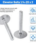 Elevator bolts, zinc-plated 1/4-20 x 2 in, two bolts shown
