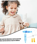 Child smiling with Submarine RC Drone Buoyancy Demo Toy For Kids And Teens. Includes blue model and syringe in image.