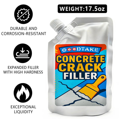 Tough As Nails Concrete Crack Sealant And Fast Cure Waterproof Patch Filler For Driveways And Garages With All Season Grey Caulk in a 17.5oz pouch.