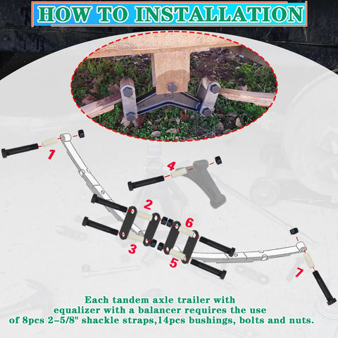 Trailer Shackle Kit For Double Eye Leaf Spring Tandem Axles Two And Five Eighths Inch Straps With Eight Shackles Fourteen Nylon Bushings