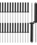 50 Piece Black Aluminum Blind Rivet Kit M4x25 Round Head With Large Flange For Auto Bodywork And Metal Fabrication, rivet close-up