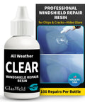 Pro Grade Windshield Repair Resin Kit For Cars With Liquid Glass Resin For Chips And Cracks Up To Six Inches, Clear Tint