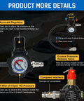Wenzhon turbo system leak tester kit, front view with pressure gauge, regulator, and hose