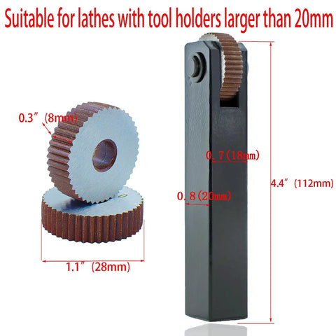 Pro Grade Single Wheel Lathe Knurling Tool Kit With Straight Knurling Wheels Pitches 0.5mm 1.0mm 2.0mm 7 Pieces Coarse to Fine