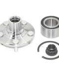 Front Wheel Hub Repair Kit With Bearing, Studs, Snap Ring And Axle Nut All In One Replacement For Non Integral Hubs With Forged Flange