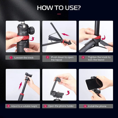 Steps to set up Get The Ultimate Extendable Phone Tripod That Works As Selfie Stick Vlog Stand Featuring Two In One Phone Clip