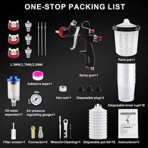 Premium Lvlp Air Spray Gun With 650 Ml Cup Spits Out A Pretty Dang Smooth Finish Using Low Volume High Efficiency Tech For Less Overspray On Auto Or Shop Work This Bad Boy Is A Total Game Changer, includes spray gun, nozzles, and accessories.