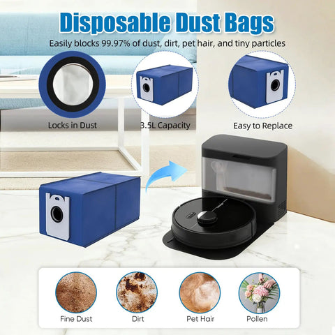 Disposable dust bags for Must Have 14 Piece Replacement Parts Kit For Dustin Orb-i Robot Vacuum
