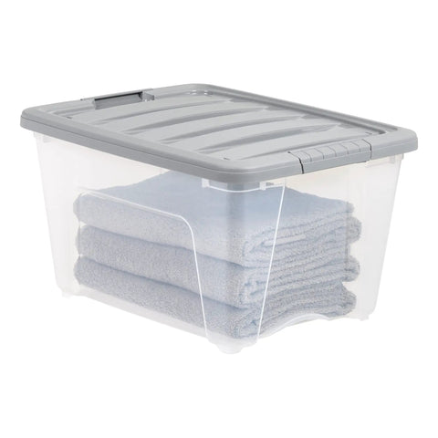 Straight Up Heavy Duty 32 Quart Clear Storage Bins With Secure Latching Lids Stackable Organization Containers Hella Rock Solid Design Completely Hassle Free For Moving Day And Pantry Needs Set Of Six
