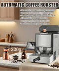 Dope Compact Electric Coffee Bean Roaster With Smoke Filter And Digital Display Rocking Precision For 200 Gram Batches, features digital display and sleek design.
