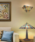 Tiffany Style Wall Sconce With Stained Glass Shade, Mission Inspired Lamp For Living Room Or Bedroom, 1 Light Fixture on wall