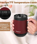 Smart Self Heating Coffee Mug With Precise Temperature Control And Marathon Battery Life Keep Your Daily Brew Piping Hot With This Rechargeable Travel Tumbler Featuring A Spill Safe Lid Perfect For Road Trips Or Office Grind Days, showing 148°F display.