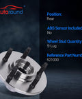 Rear Wheel Bearing And Hub Assembly Set For Ford Explorer Mercury Mountaineer Explorer Sport Trac Lincoln Aviator 5 Lug Non ABS