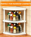 Easy Peasy 10 Inch Round Lazy Susan Turntable Organizer, 3 Pack Sleek Spinning Cabinet Spinner For Deep Drawers Under Sink And Pantry Shelves, Clear Bpa Free Kitchen Storage Game Changer with spice jars.
