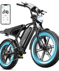 Black all terrain electric bike for adults with 1500W peak motor 48V 15Ah battery, 20 inch wheels, and rear seat.