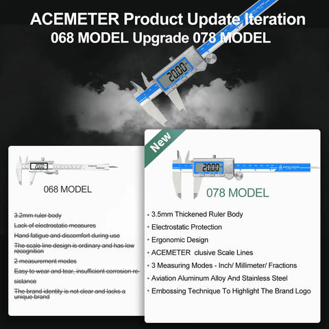 6 Inch Digital Caliper With Large LCD Screen Stainless Steel Vernier Caliper comparison of 068 and 078 models