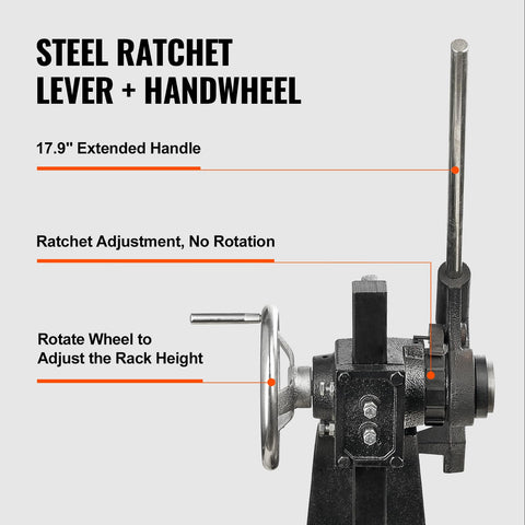 Heavy Duty 3 Ton Ratchet Arbor Press Built Like A Tank For The Daily Grind Featuring Steel Ratchet Lever And 17.9" Extended Handle.