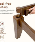 Close-up of Premium King Solid Wood Bed Frame With Classic Japanese Joinery and Reinforced Wooden Slats for easy tool-free assembly.
