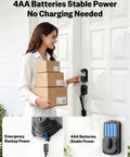 Woman using Keyless Front Door Lock Set With Handle, 3 In 1 Smart Lock With Fingerprint, Passcode And Mechanical Key, Anti Peep Keypad, Easy Install No More Lockouts Front Door Deadbolt while carrying packages