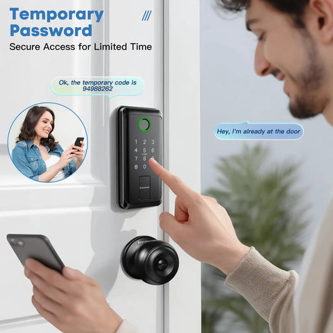 Keyless Entry Smart Door Lock With Handle Fingerprint Recognition Wifi Bluetooth Access Electronic Digital Deadbolt Auto Lock Alexa Compatible Easy Peasy Setup Top Shelf Craftsmanship For Modern Homes