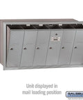 Top Shelf Vertical Mailbox With Six Lockable Doors Solid Aluminum Body USPS approved unit in mail loading position.